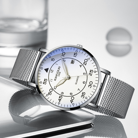 Carlophis K-1866B Bauhaus Ultra-Thin Watch - Unisex & Milanese Mesh