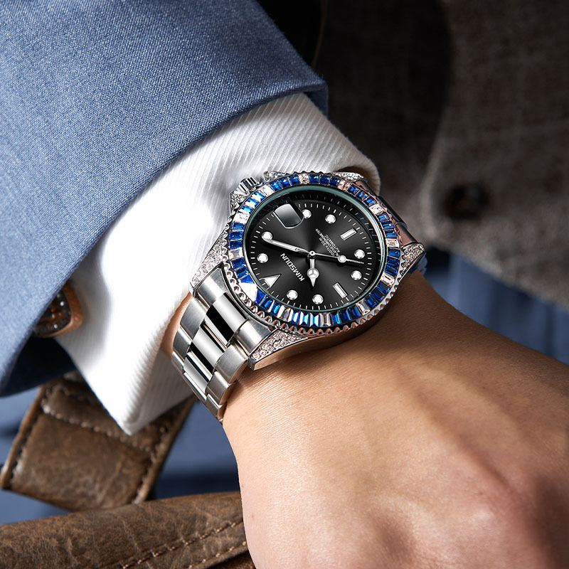 Carlophis K-1268A Crest Automatic Crystal Bezel Diver-Style Watch