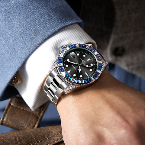 Carlophis K-1268A Crest Automatic Crystal Bezel Diver-Style Watch