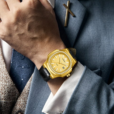 Carlophis K-1854B Lumina Crystal Skeleton Watch - Unisex & Porthole-Style