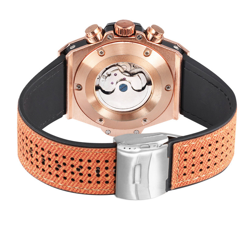 Carlophis K-718D Titan Men's Automatic Watch - 47mm & See-Through Case