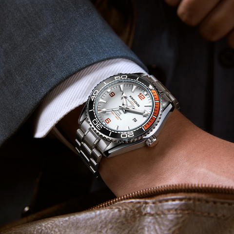 Carlophis Breaker Diver-Style Quartz Watch - Men's & Orange Bezel