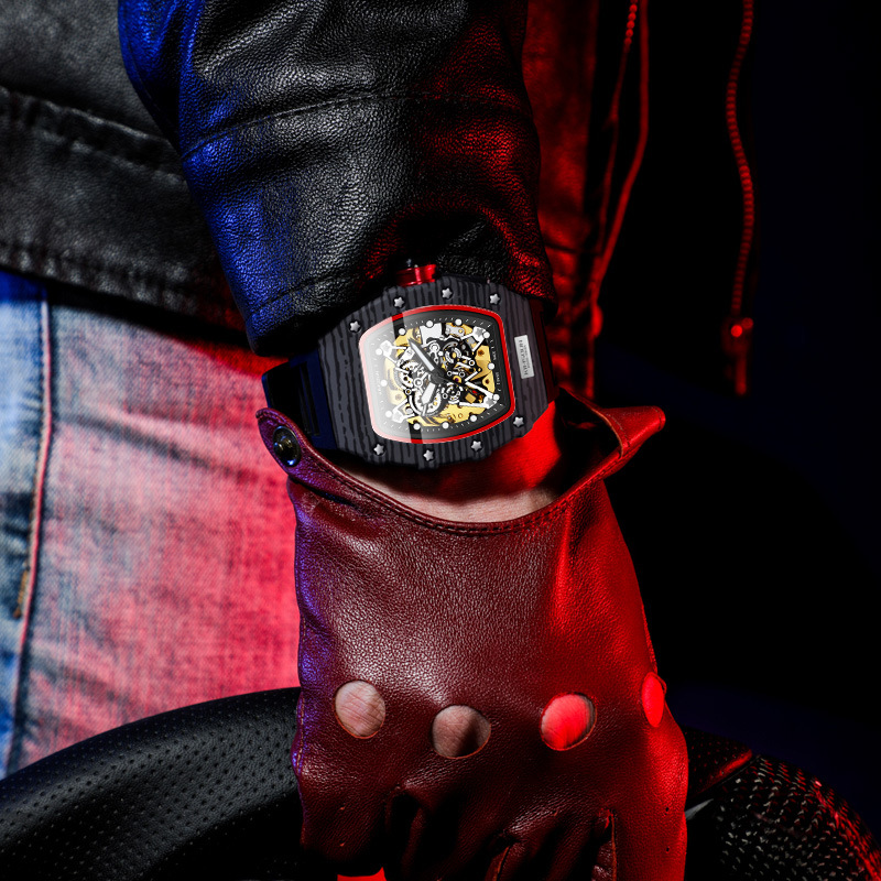 Carlophis K-2012A Raptor Automatic Tonneau Watch - Men's & See-Through