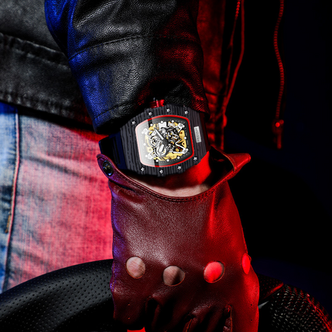 Carlophis K-2012A Raptor Automatic Tonneau Watch - Men's & See-Through