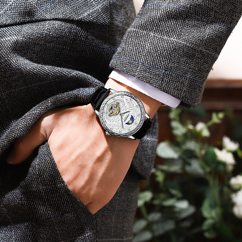 Carlophis K-2029A Equinox Automatic Sun & Moon Watch - Unisex & Mechanical