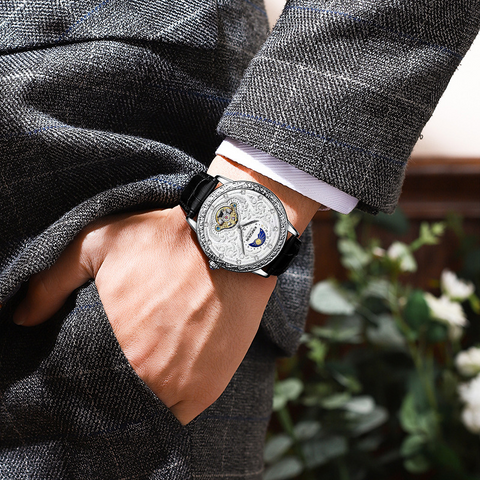 Carlophis K-2029A Equinox Automatic Sun & Moon Watch - Unisex & Mechanical