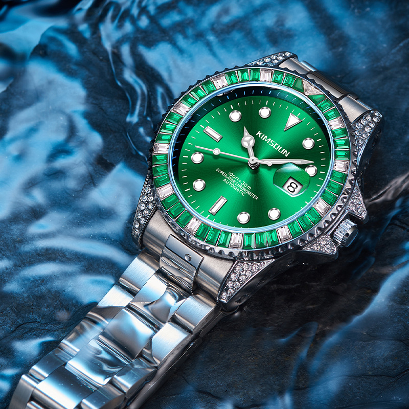 Carlophis K-1268A Crest Automatic Crystal Bezel Diver-Style Watch