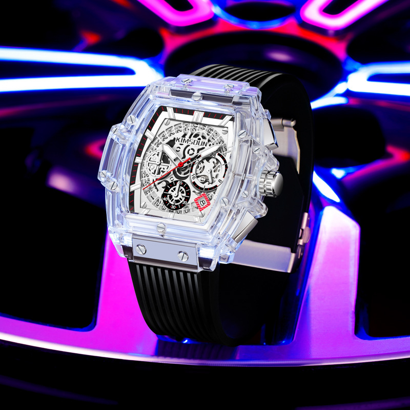 Carlophis K-2150B Shade Translucent Tonneau Watch - Men's & Frosted Dial