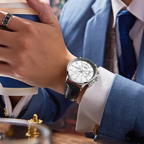Carlophis K-1815B Linear Ultra-Thin Watch - Unisex & Small Seconds Dial