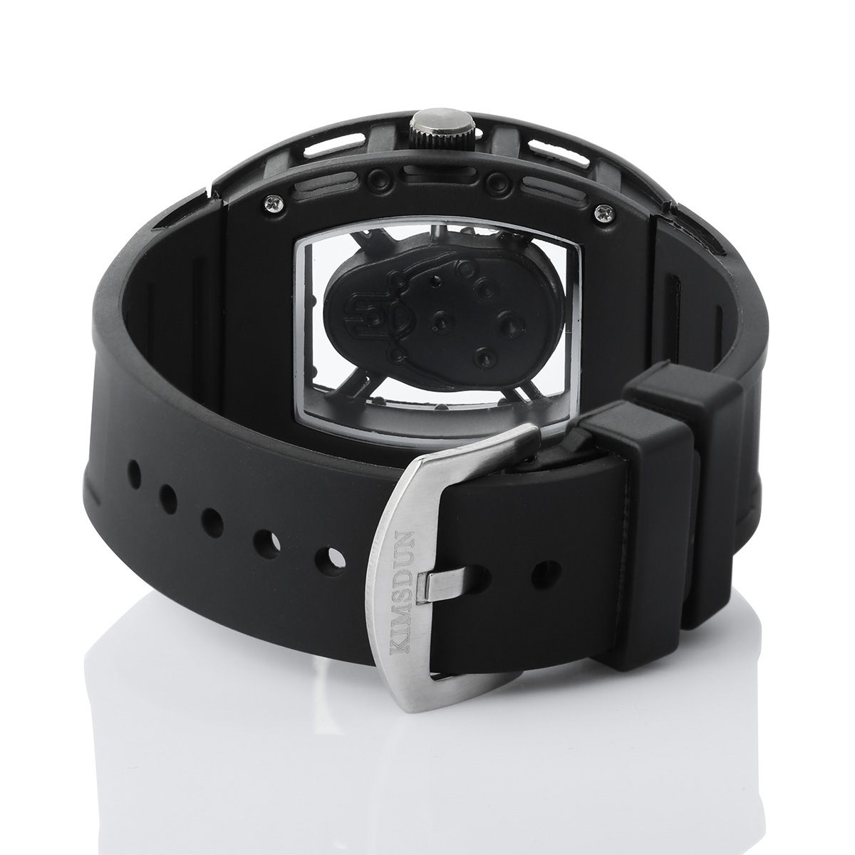 Carlophis Men's Luminous Skull Tonneau Watch - High-End Silicone Strap