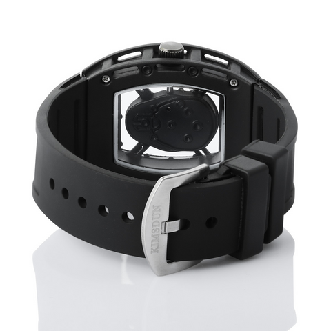 Carlophis Men's Luminous Skull Tonneau Watch - High-End Silicone Strap
