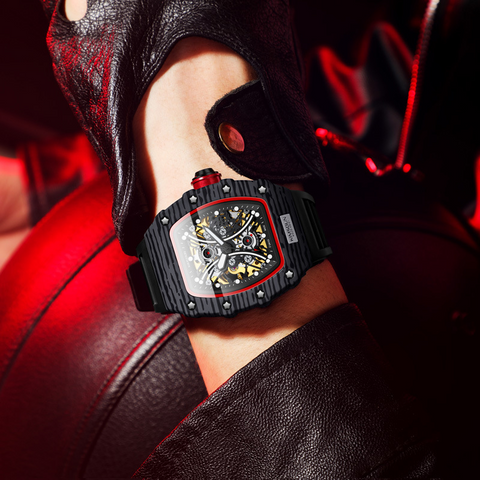 Carlophis K-2011A Men's Automatic Dual-Display Watch - Bull & Half-Moon