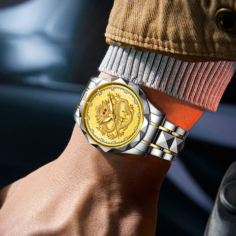 Carlophis K-1826B Emperor 3D Dragon Watch - Unisex & 5-Link Bracelet