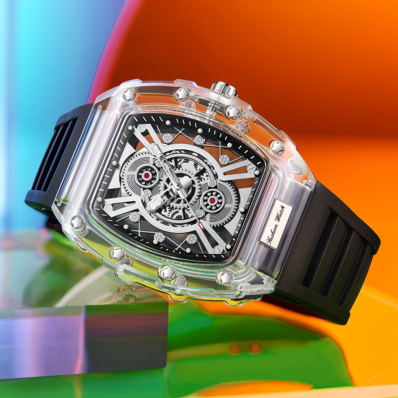 Carlophis K-2391B Ion Transparent Tonneau Watch - Men's & Monochromatic