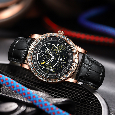 Carlophis K-1218A Men's Luminous Starry Sky Automatic Watch - Dual Display