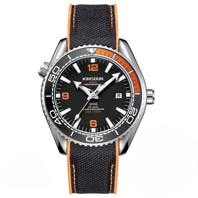 Carlophis K-1803B Men's Business Watch - Seamaster Style Luminous Silicone Strap