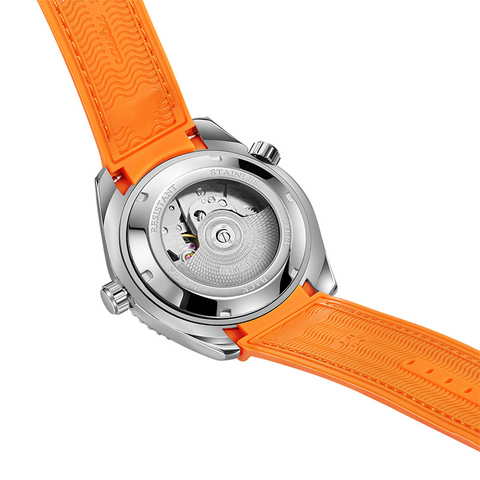 Carlophis Voyager Automatic Marine-Style Watch - Men's & Orange Bezel