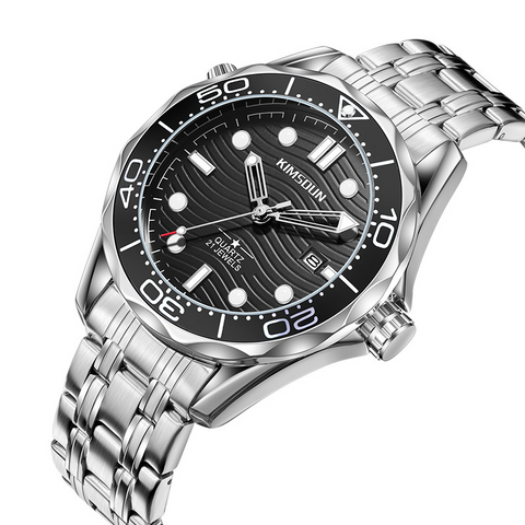 Carlophis K-1803B Helmsman Diver-Style Watch - Men's & Orange Bezel