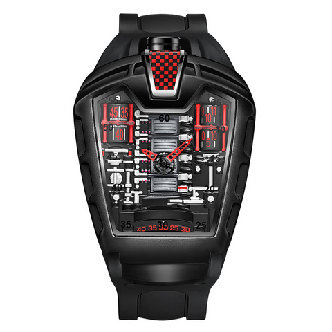 Carlophis K-724D Men's Luminous Quartz Watch - Engine-Style Dual Display