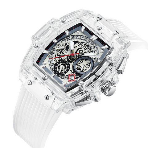 Carlophis K-2150B Shade Translucent Tonneau Watch - Men's & Frosted Dial