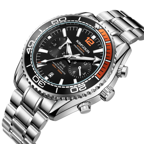 Carlophis K-1804A Abyss Explorer Automatic Watch - Men's & Orange Bezel