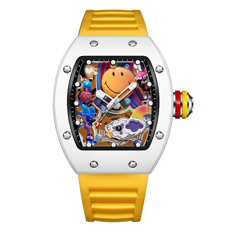 Carlophis Grin Smiley Face Skeleton Watch - Unisex & Pop Art Style