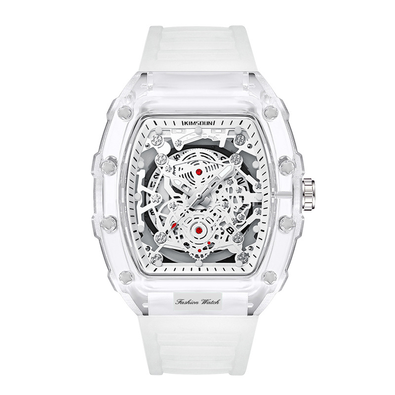 Carlophis K-2105B Men's Luminous Tonneau Quartz Watch with Silicone Strap