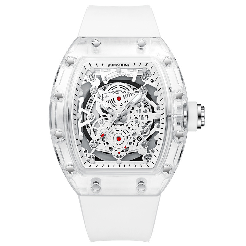 Carlophis K-2015B Luminous Men's Tonneau Quartz Watch with Silicone Strap