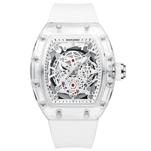 Carlophis K-2015B Luminous Men's Tonneau Quartz Watch with Silicone Strap