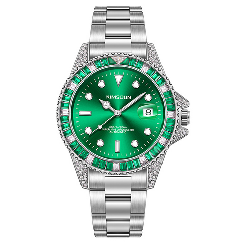 Carlophis K-1268A Crest Automatic Crystal Bezel Diver-Style Watch