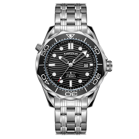 Carlophis K-1803B Helmsman Diver-Style Watch - Men's & Orange Bezel