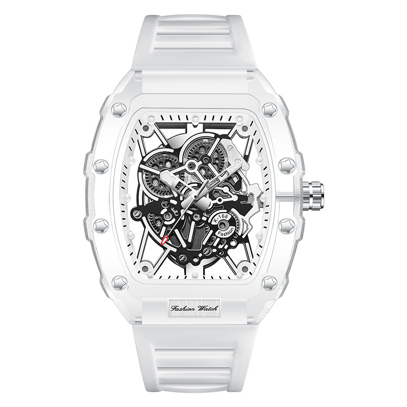 Carlophis K-2393B Men's Transparent Tonneau Watch - Sporty & Luminous