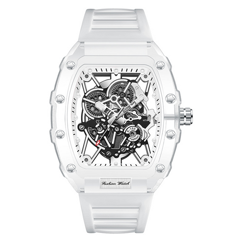 Carlophis K-2393B Men's Transparent Tonneau Watch - Sporty & Luminous