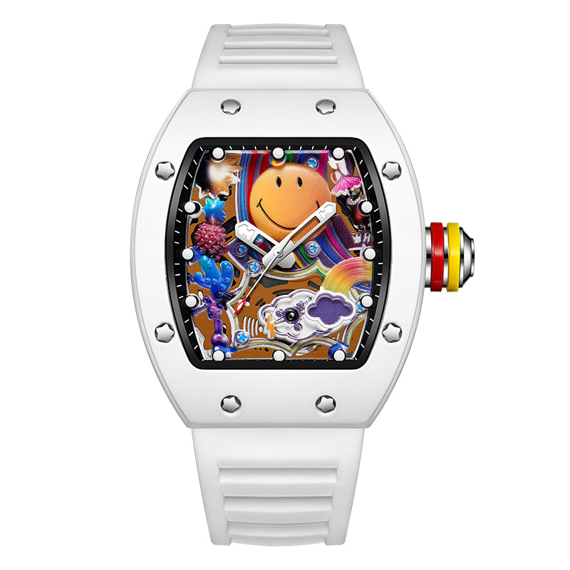 Carlophis Grin Smiley Face Skeleton Watch - Unisex & Pop Art Style
