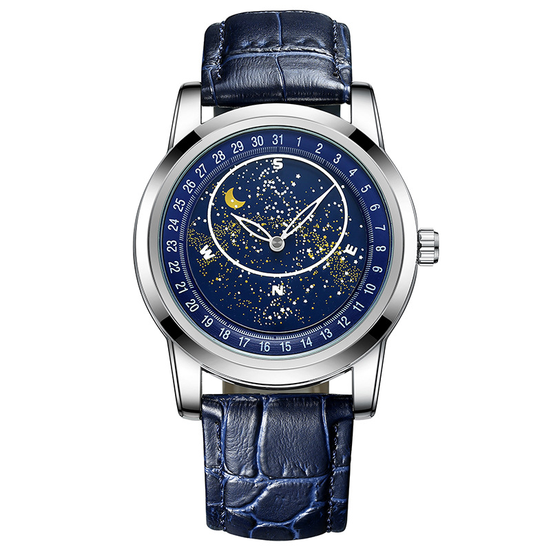 Carlophis K-1216A Men's Automatic Watch - Rotating Starry Sky Dial & Waterproof