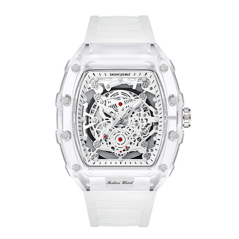 Carlophis K-2105B Men's Luminous Tonneau Quartz Watch with Silicone Strap