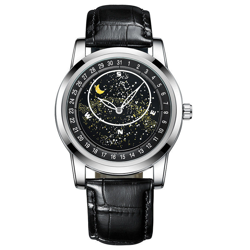 Carlophis K-1216A Men's Automatic Watch - Rotating Starry Sky Dial & Waterproof
