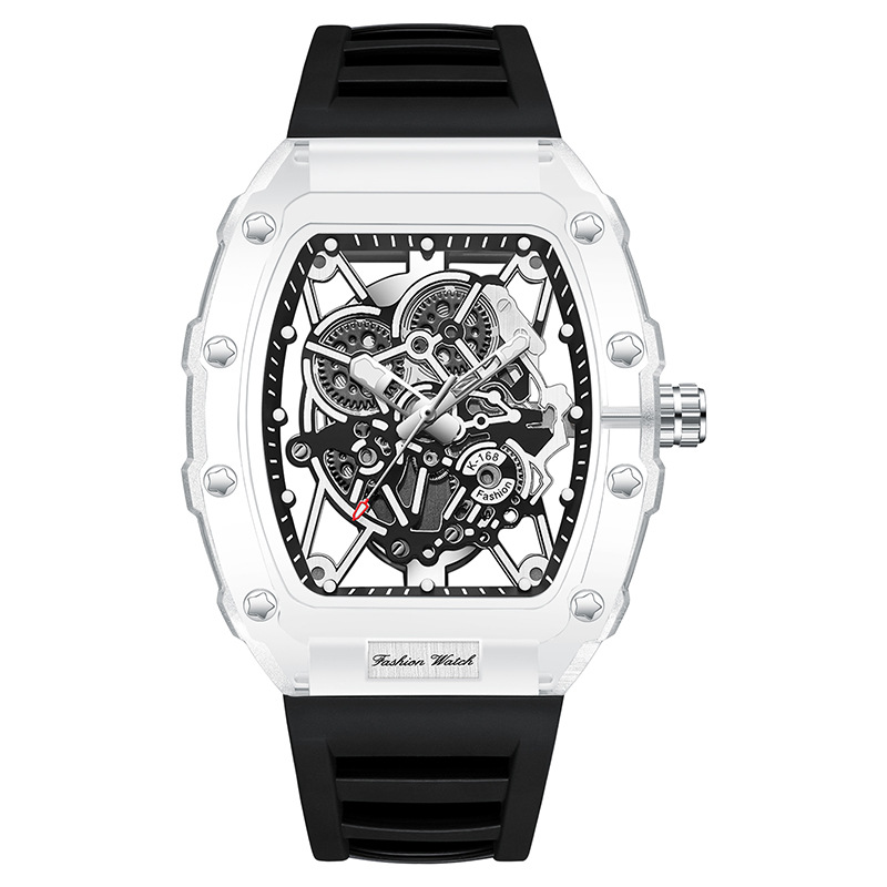 Carlophis K-2393B Men's Transparent Tonneau Watch - Sporty & Luminous