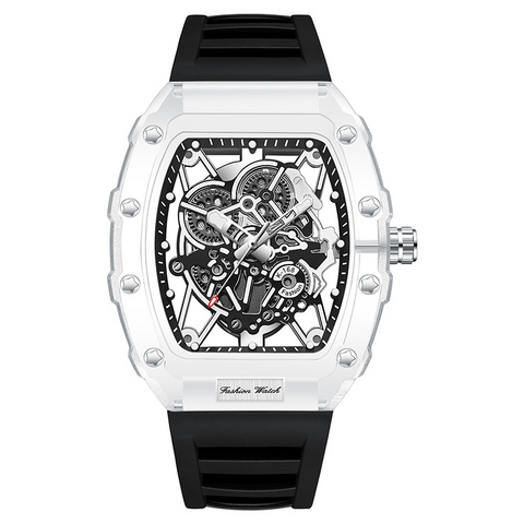 Carlophis K-2393B Men's Transparent Tonneau Watch - Sporty & Luminous