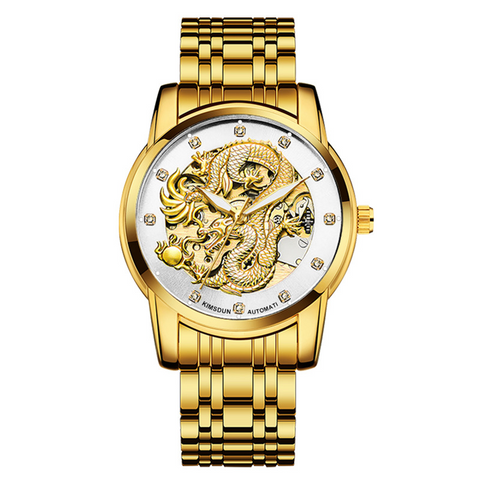 Carlophis Imperial Dragon Automatic Watch - 3D Engraved Dual-Display