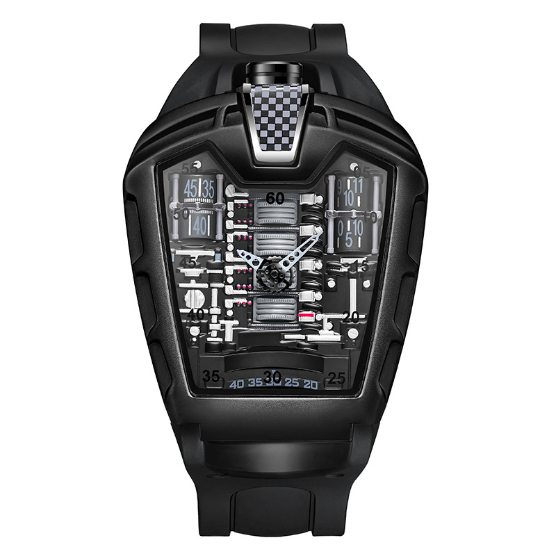 Carlophis K-724D Men's Luminous Quartz Watch - Engine-Style Dual Display