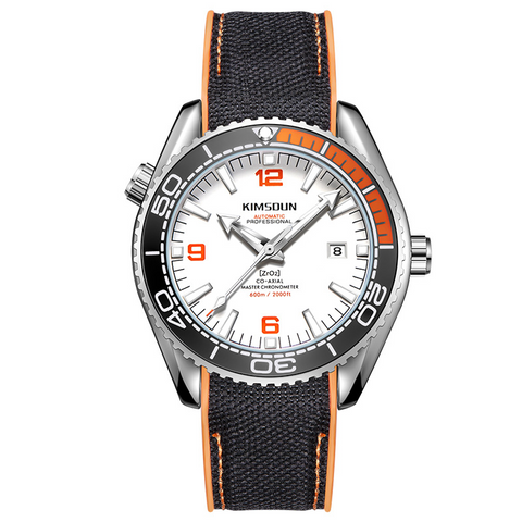 Carlophis Voyager Automatic Marine-Style Watch - Men's & Orange Bezel