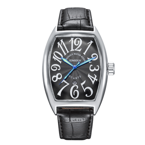 Carlophis K-816D Matrix Men's Digital Tonneau Watch - Premium Leather