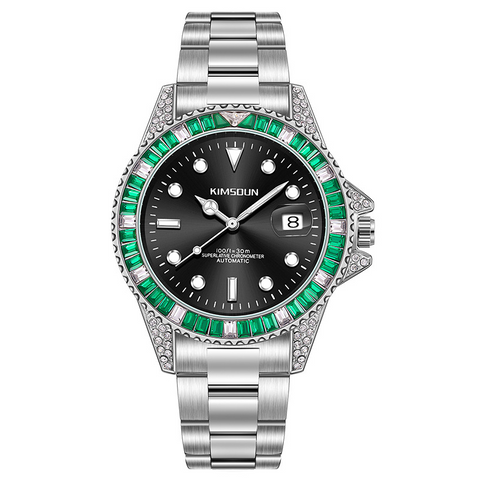 Carlophis K-1268A Crest Automatic Crystal Bezel Diver-Style Watch