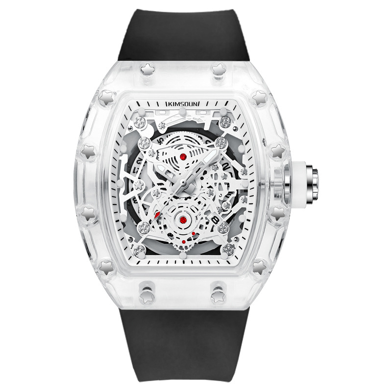 Carlophis K-2015B Luminous Men's Tonneau Quartz Watch with Silicone Strap