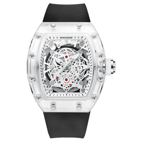 Carlophis K-2015B Luminous Men's Tonneau Quartz Watch with Silicone Strap