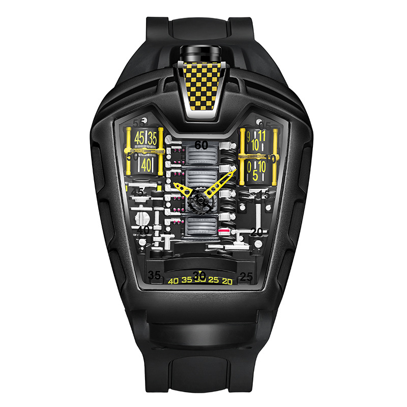 Carlophis K-724D Men's Luminous Quartz Watch - Engine-Style Dual Display