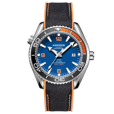 Carlophis Voyager Automatic Marine-Style Watch - Men's & Orange Bezel