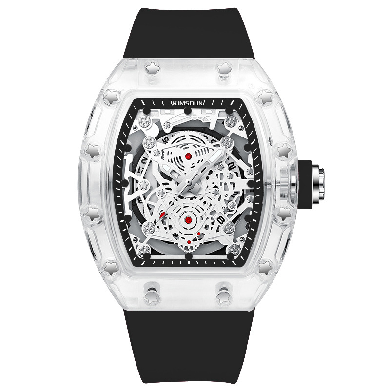 Carlophis K-2015B Luminous Men's Tonneau Quartz Watch with Silicone Strap