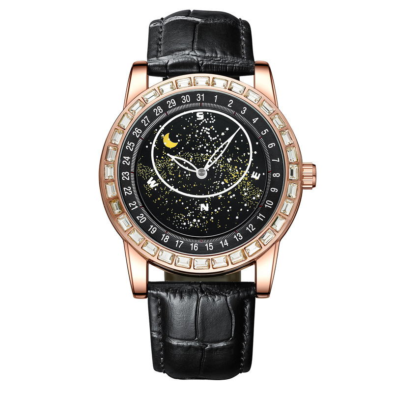 Carlophis K-1218A Men's Luminous Starry Sky Automatic Watch - Dual Display